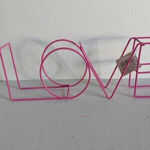 NWT Pink Wire 3D 'Love' Retro Sign Modern MCM 1970's Deco Summer Home Decor NEW